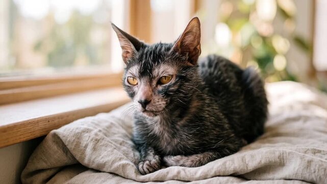 lykoi cat close up at morning light in the united states video