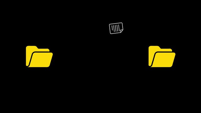 Yellow folder icon rotates and disappears on black background