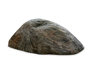 Large textured granite stone boulder isolated on white background © fotomaster