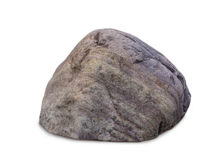 Large grey granite stone boulder isolated on white background © fotomaster