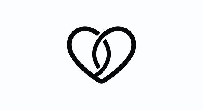 Interlocking heart shape is a black line illustration on a white background