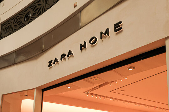 Warsaw, Poland, 20 August 2026. Zara Home store entrance and illuminated sign at Arkadia shopping mall in Warsaw, Poland