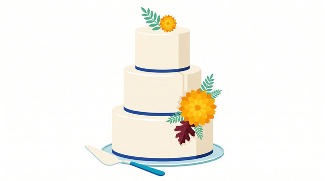 Wedding cake with fall decorations and floral accents  