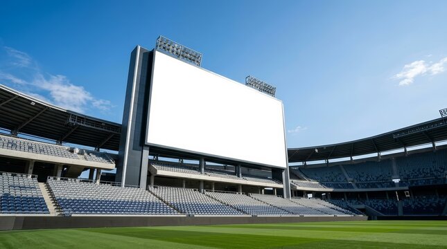 Blank stadium scoreboard screen offering prime advertising space for marketing.