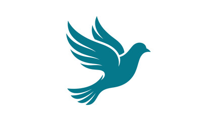 Fototapeta premium Teal bird silhouette against a white background depicts flight and freedom