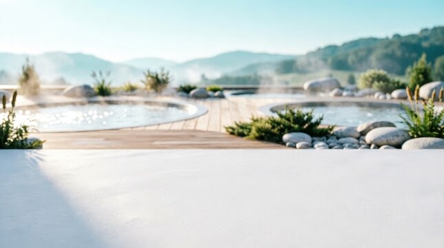 Modern Outdoor Spa with Pools and Wooden Deck for Luxury Lifestyle