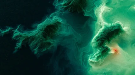 Abstract Geospatial Climate Map with Flowing Contour Lines and a Glowing Environmental Hotspot. AI generative © viking75