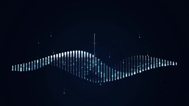 Abstract digital data wave visualization with glowing blue dots motion graphics