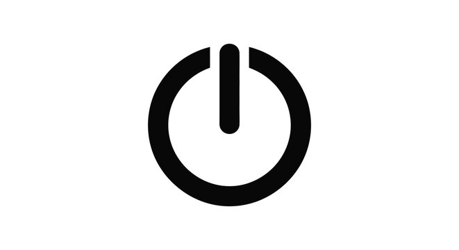 Power button icon with a circular design on a white background
