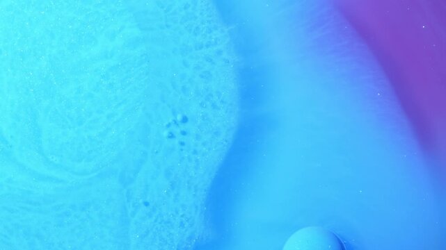 Cyan Blue Liquid Texture with Tiny Bubbles, Soft Abstract 4K Video Background