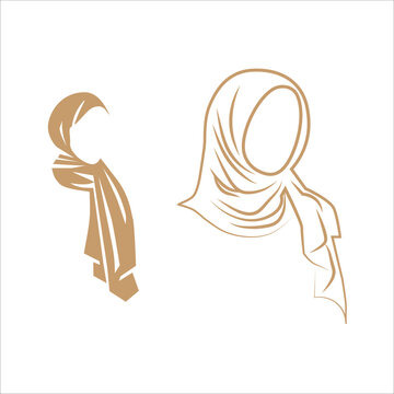 elegant female face and hair silhouette vector icon