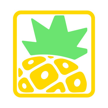 Pineapple fruit icon with yellow body and green crown