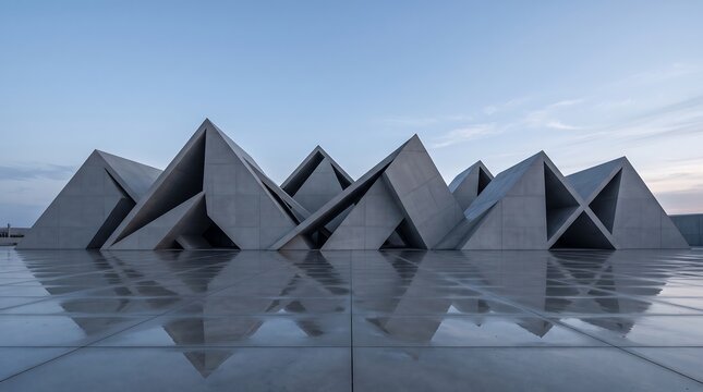 Modern geometric architecture building exterior captured in a high quality professional digital jpeg image file format