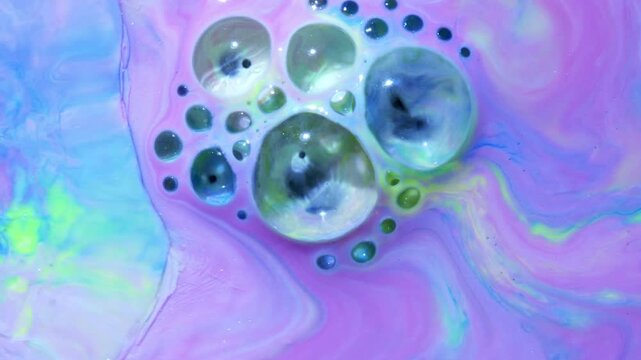 Glossy Liquid Bubbles on a Pastel Purple Background, Abstract 4K Video