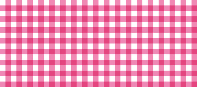 Pink and white gingham pattern with a classic checkered fabric design for summer picnic tablecloths