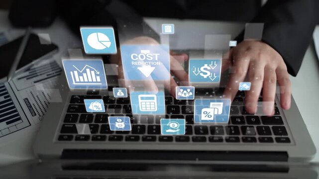 Cost reduction and cost saving through digital transformation, business cost optimization, operational cost reduction, financial savings, and resource efficiency strategy for business success. Funnel