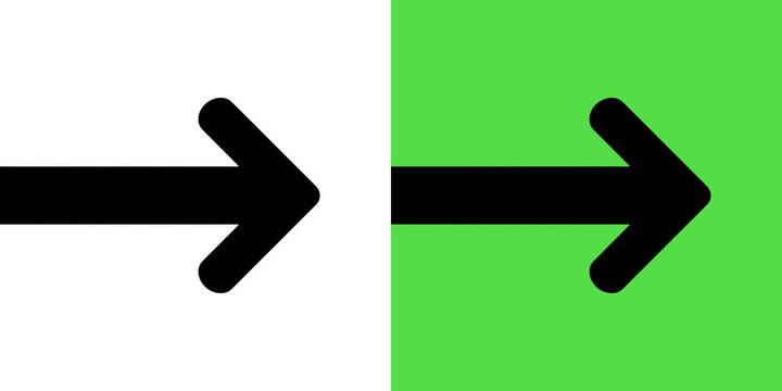 Black arrow symbol on split white and green background