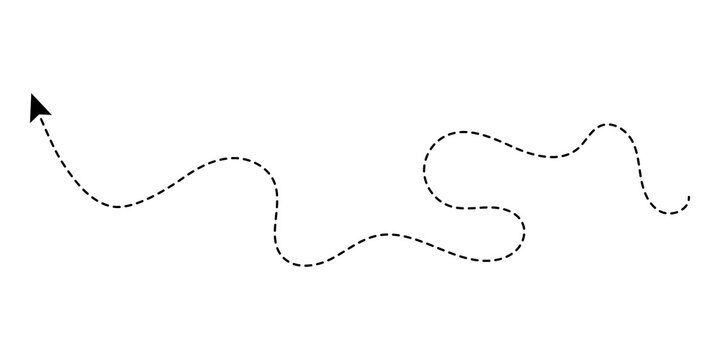 Black dashed line path with a direction arrow