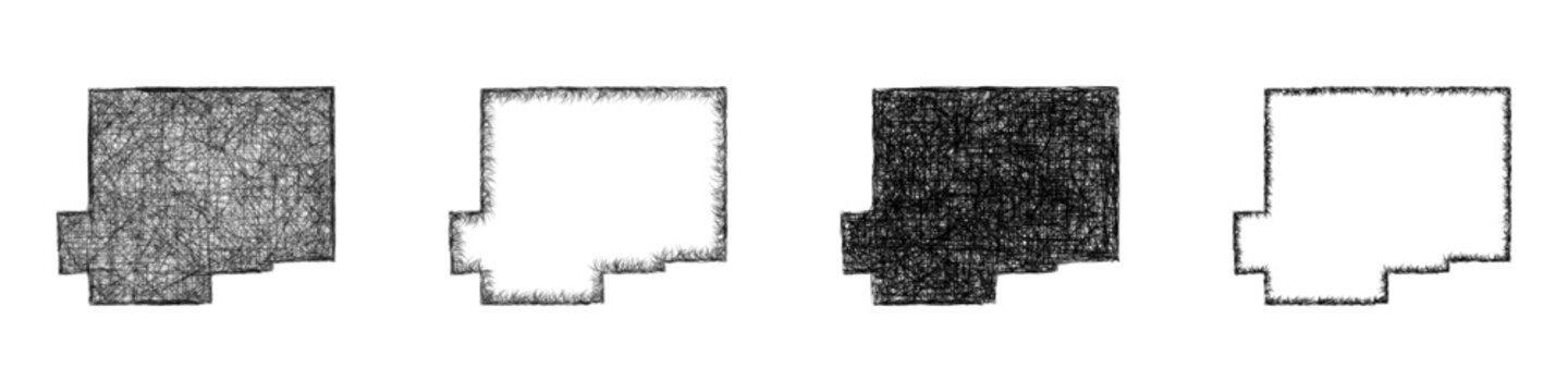 Black and white sketch Putnam, Ohio outline map design set