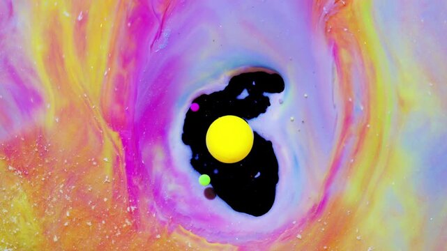 Colorful Abstract Liquid Swirls and Bubbles in Pink and Purple, 4K Video Background