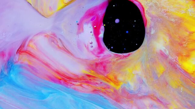 Colorful Abstract Liquid Swirls and Bubbles in Pink and Purple, 4K Video Background