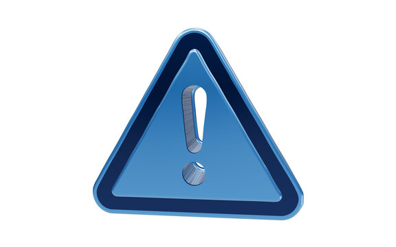 Warning Triangle Symbol: A striking blue warning triangle with a prominent exclamation mark, conveying a sense of caution and alerting to potential hazards.