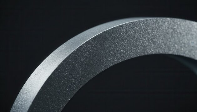 Sharp macro view of a sand-blasted steel industrial component edge highlighting heavy-duty manufacturing precision and durability