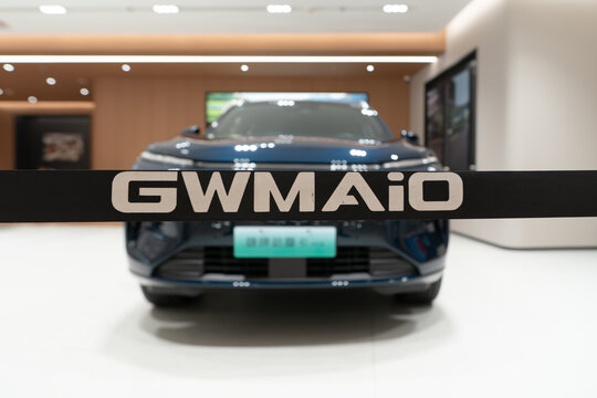 Close up of GWM AiO sign on showroom barrier