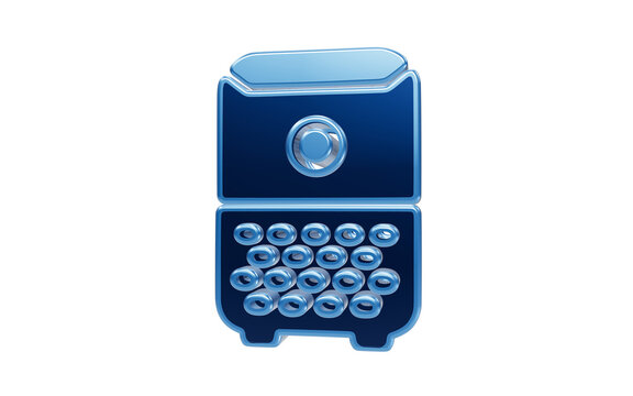 Blue Digital Safe Icon: A stylized, blue 3D icon representing a digital safe, symbolizing security, data protection, and digital storage.
