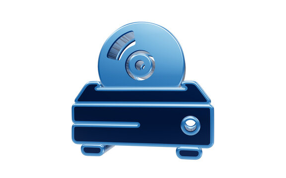 Digital Storage Device: A sleek blue icon representing a digital storage device, possibly a CD or DVD player, with a disc partially inserted, signifying data and technology.