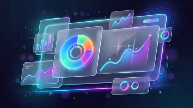 Glassmorphism marketing automation dashboard abstract gradient illustration