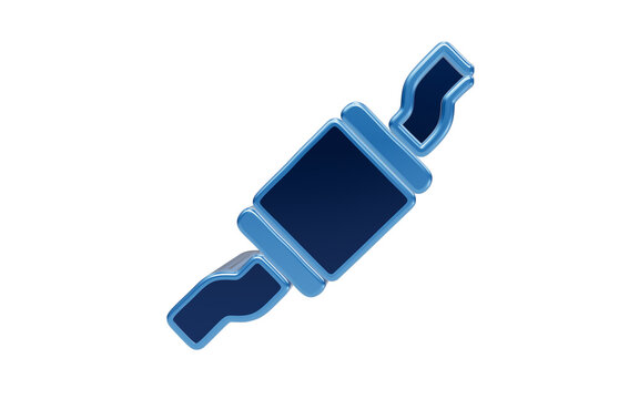 Automotive Exhaust Component: A 3D blue rendered image of an automotive exhaust pipe, a crucial part of a vehicle's exhaust system.