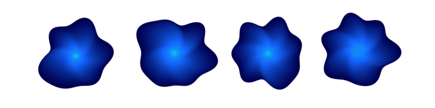 Blue Gradient Liquid Fluid Blob Shape Vector Background Illustration Set