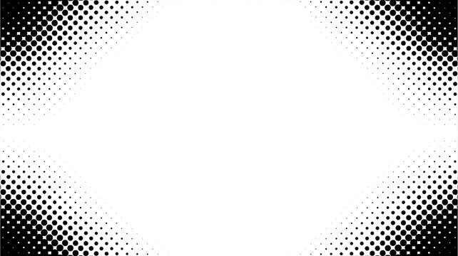 Black and white halftone dot pattern border fading into a solid white center, creating a gradient frame effect.