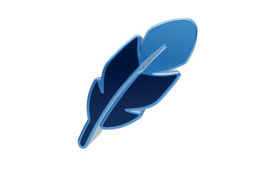 A minimalist blue feather icon, symbolizing lightness and creativity, floats against a stark backdrop, ready to inspire new ideas. © raseldesigner93