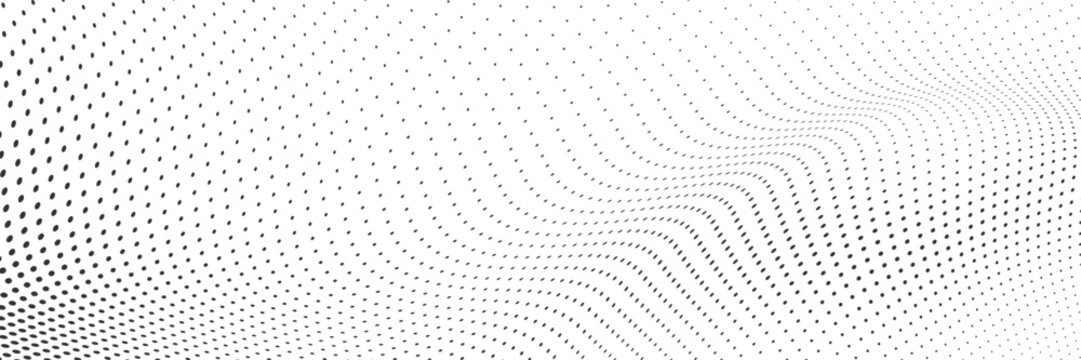 Abstract Black Halftone Dot Wave 3D Mesh Surface Background Vector For Modern Tech Presentation Vector Illustration