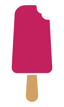 Minimalist silhouette icon of a fruit popsicle with a bite mark isolated on white background frozen dessert snack concept