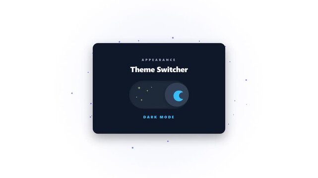 High quality 4K 60fps motion graphic banner featuring a modern UI appearance switcher toggling smoothly between light mode and dark mode with sun and moon graphics.