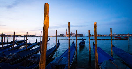 gondolas in Venice with San Giorgio Maggiore in the background  © Darcey