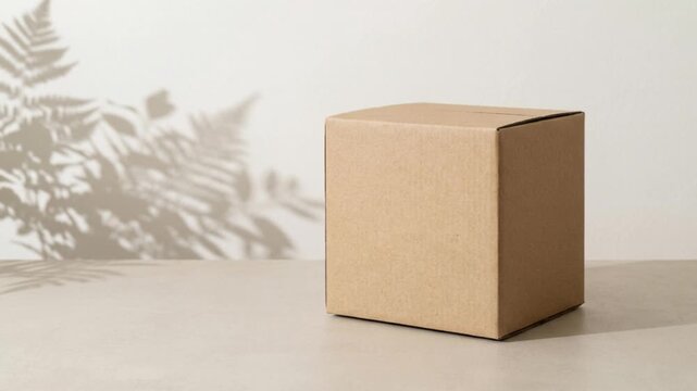 Unbedruckte Recyclingverpackung mit bewegtem Pflanzenschatten