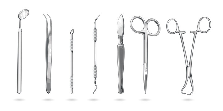 Medical tools and instruments for surgical procedures transparent background