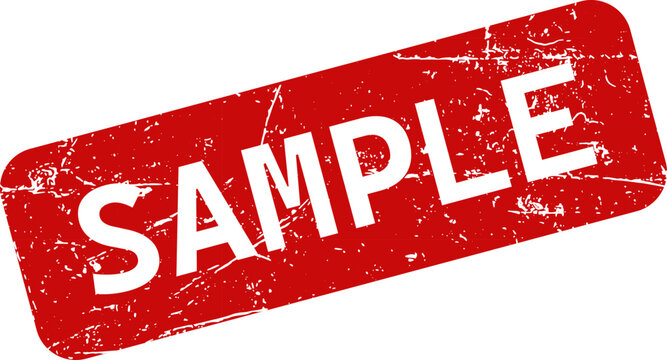 Sample red grunge rubber stamp watermark seal isolated on white background for document preview and product demonstration.