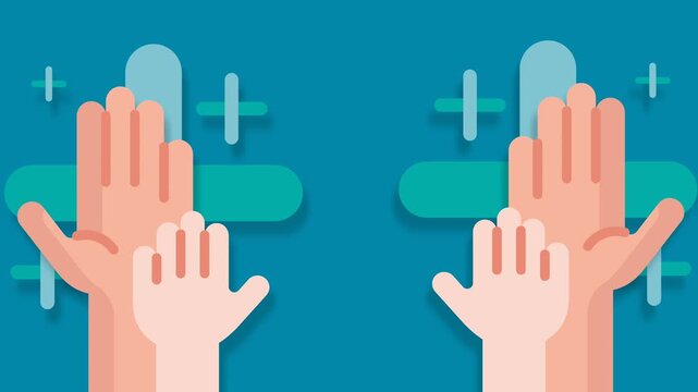 Vector Animation of Raised Hands for Child Health Day Awareness Concept.