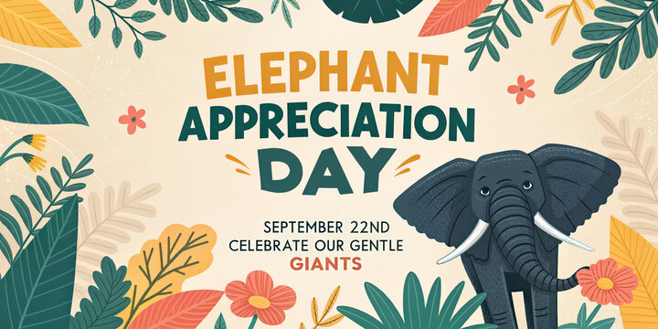 Elephant Appreciation Day Wildlife Conservation Poster with Elephant in Tropical Forest