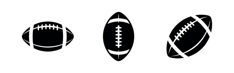 Naklejka premium Set of American Football Icons. Collection of rugby and football ball symbols for team sports.