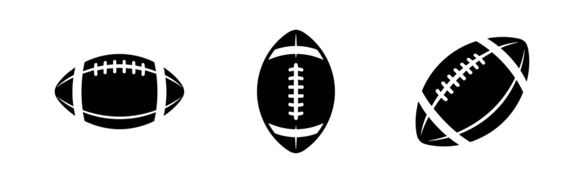 Set of American Football Icons. Collection of rugby and football ball symbols for team sports.