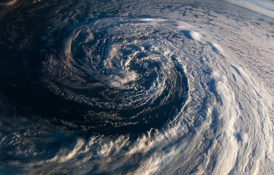 Super Typhoon, tropical storm, cyclone, hurricane, tornado, over ocean. Weather background. Typhoon,  storm, windstorm, superstorm, gale moves to the ground.  Elements of this image furnished by NASA.