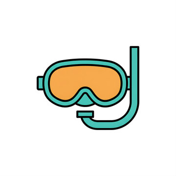 Diving mask and snorkel gear isolated on white background vector illustration