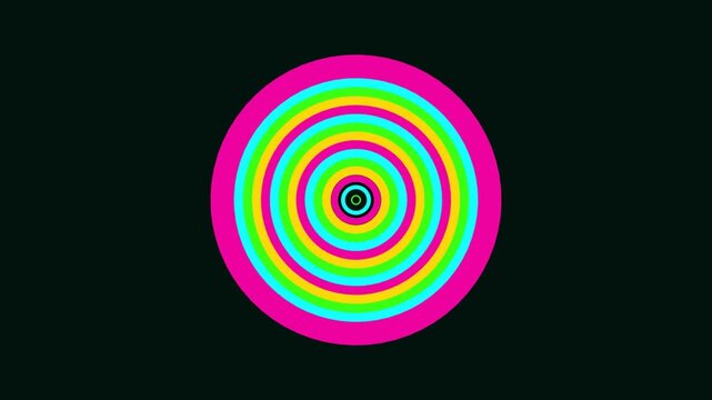 Colorful concentric circles abstract design with vibrant rainbow colors