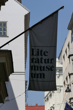 Flag of the Literature Museum of the Austrian National Library in Vienna, Austria
